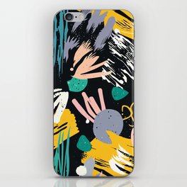 Space Odyssey, Abstract Voyage Journey Travel, Shapes Doodles Drawing Eclectic , Contemporary Planets Rocket Bohemian iPhone Skin