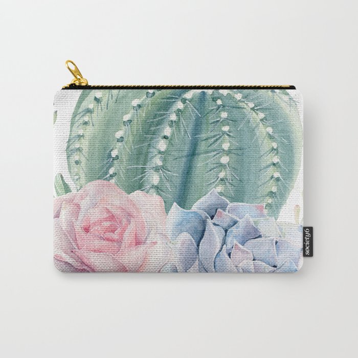 Cactus Rose Succulents Garden Carry-All Pouch