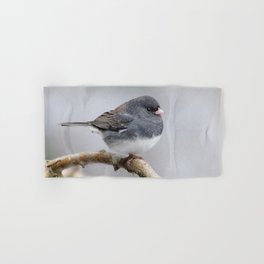 Fluffy Cassiar Dark-Eyed Junco on the Pear Tree Hand & Bath Towel