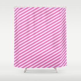 [ Thumbnail: Lavender and Hot Pink Colored Lines Pattern Shower Curtain ]