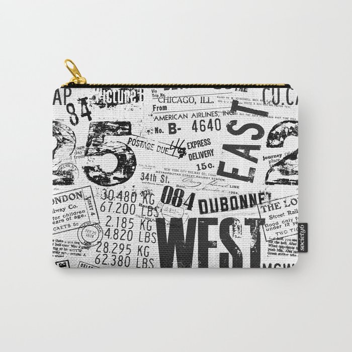 East West Grunge Distressed black white #urban typography Carry-All Pouch