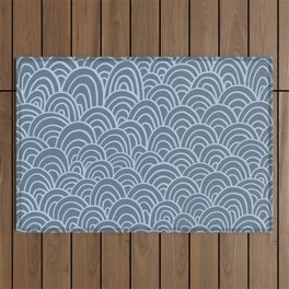 Hand-Drawn Waves - Dove Blue Outdoor Rug