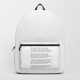 For What It’s Worth, Life, F Scott Fitzgerald Motivational Quote Backpack | Saying, Courage, Curated, Motivational, Slogan, Fitzgerald, Empowering, Inspirational, Quote, Life 
