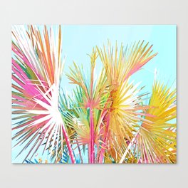 Beachy Pastel Palm Jungle | Botanical Digital Painting | Nature Plants Tropical Boho Blush Canvas Print