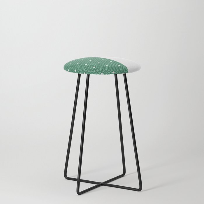 White Polka Dots Lace Vertical Split on Christmas Green Counter Stool