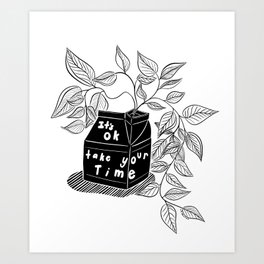 Take Your Time Milk Carton Plant Art Print