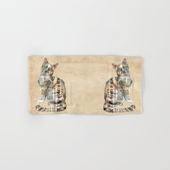 Cat Newspaper Collage Hand & Bath Towel