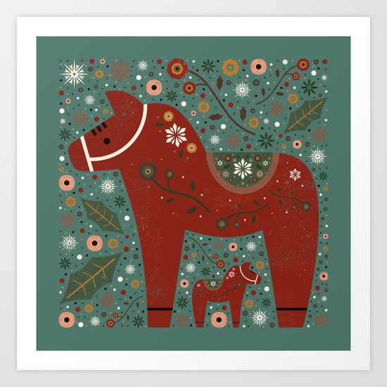 Jolly Dala Horse Art Print