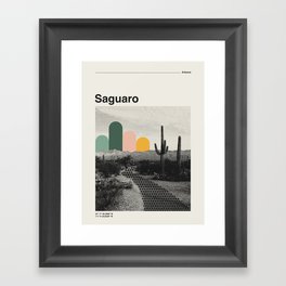 Saguaro National Park Mid Century Modern Travel Poster Framed Art Print