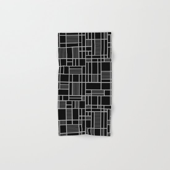 Map Outline White on Black Hand & Bath Towel