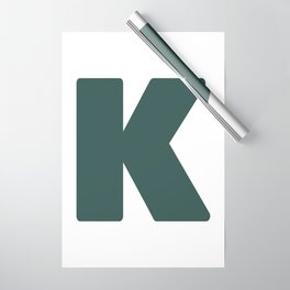 K (Dark Green & White Letter) Wrapping Paper