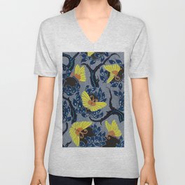 Art Nouveau Butterfly Pochoir Pattern V Neck T Shirt