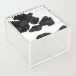 Modern Minimal Cowhide in Black and White Acrylic Box