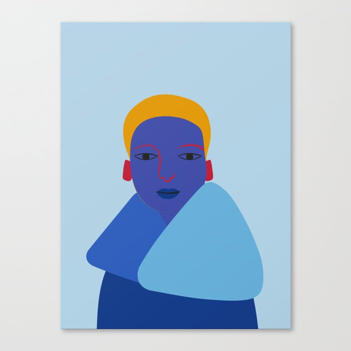 Blue Face Girl Canvas Print