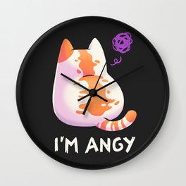 No Talk Me Im Angy // Angry Kitty Meme, Fluffy, Kawaii Wall Clock