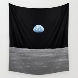 Earth rise over the Moon Wall Tapestry