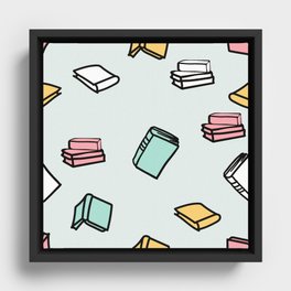 Hand Drawn Books Seamless Vector Pattern Background Framed Canvas