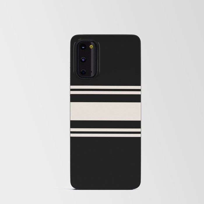 Black and white retro 60s minimalistic stripes Android Card Case