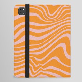 Psychedelic Waves 22, Zebra, Orange Light Pink iPad Folio Case