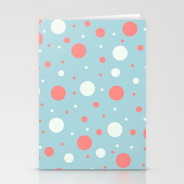 Blue and Coral Dots Stationery Cards