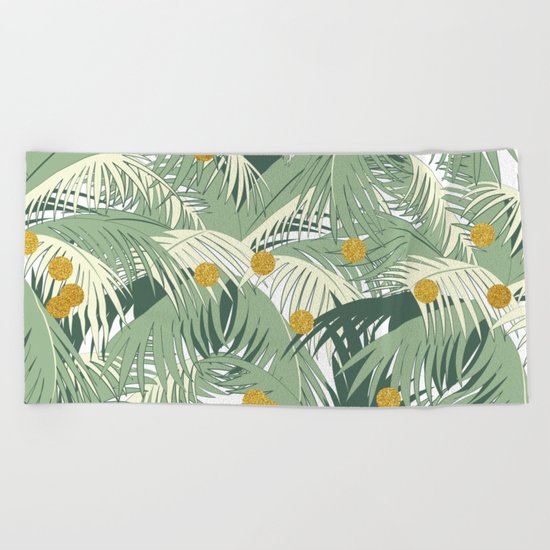 Palm + Gold #society6 #decor #buyart Beach Towel