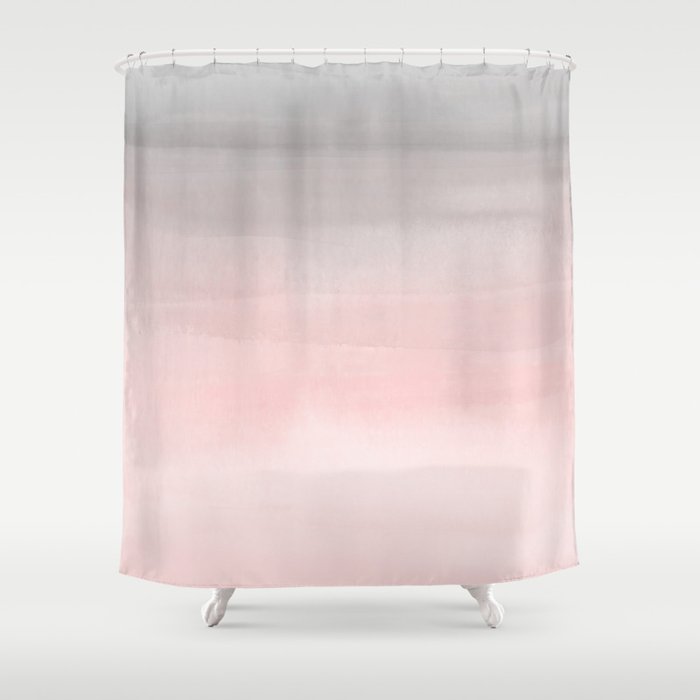 Blushing Pink Grey Watercolor Shower, Pink Black And Grey Shower Curtain