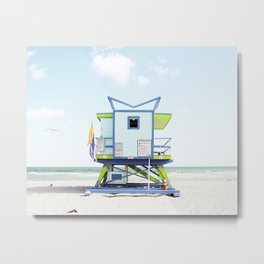 Miami Blue Metal Print | Miamibeach, Curated, Lifeguardtower, Miamibeachtower, Coastalnursery, Breemadden, Photo, Beachtower, Miamibeachprint, Babyblue 