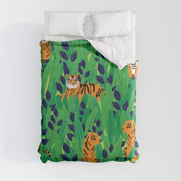 Tigers in the jungle Duvet Cover