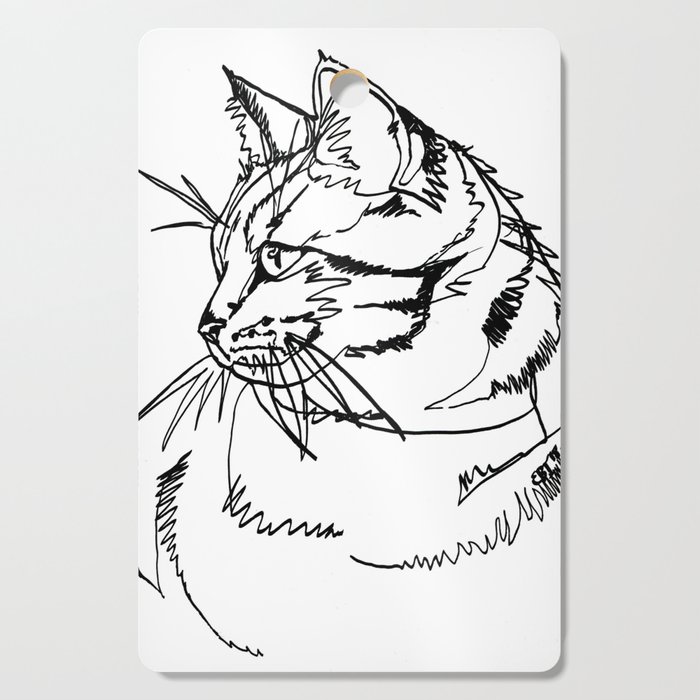 Tabby Cat Black Ink Drawing Cutting Board By Evei Society6