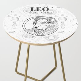 Leo Star Sign (Black and White)  Side Table