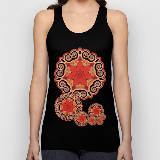 K143 - Red Curls Abstract Unisex Tank Top
