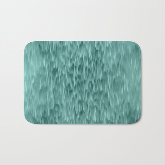 mint abstract rain Bath Mat