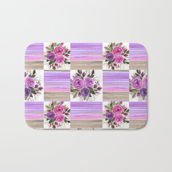 Watercolor. Patchwork Bath Mat
