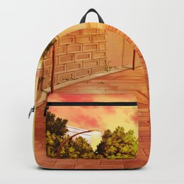 Quiet Paseo At Lovely Evening Red Cartoon Scenery Ultra High Resolution Backpack