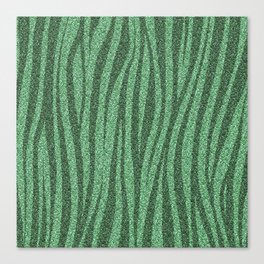 Green Glitter Zebra Print Canvas Print