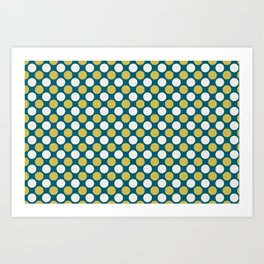 Dark Yellow and Off White Polka Dot Pattern on Turquoise Trending Oceanside SW 6496 Art Print