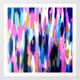 Spring Golden - Pink and Navy Abstract Art Print