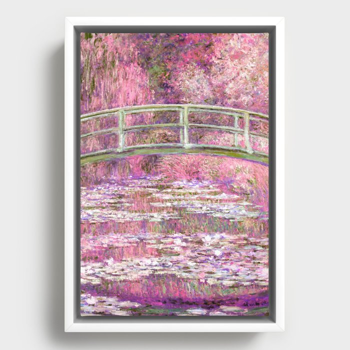 Bridge over a Pond of Water Lilies 3 Framed Canvas