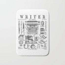 Writer Author Novelist Bookish Writing Tools Vintage Patent Bath Mat | Tools, Drawing, Typewriter, Writer, Pencil, Writing, Author, Bibliophile, Booklover, Book 