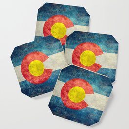 Colorado State Flag in Grungy style Coaster