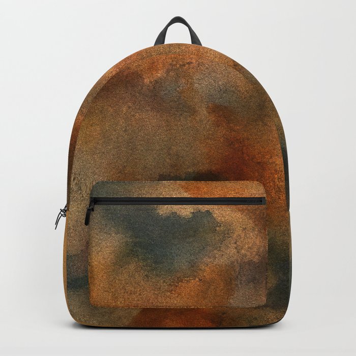 Atmospheric blend, blue, orange and gold abstract watercolor  Backpack