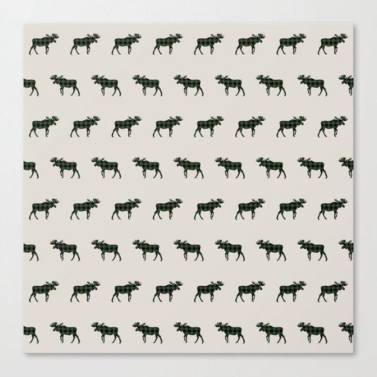 Moose Buffalo Plaid forest camping glamping outdoors forest bathing Canvas Print