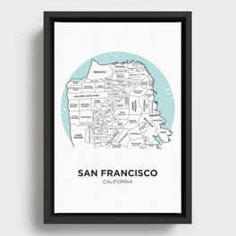 San Francisco Neighborhood Map Framed Canvas