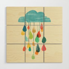 cloudy with a chance of rainbow Wood Wall Art