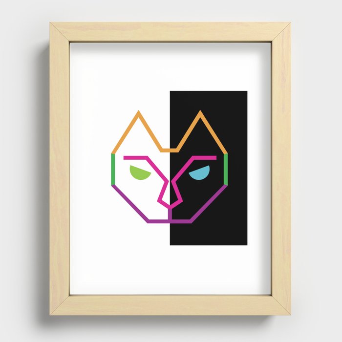 Abstract Multicolored Cat Recessed Framed Print