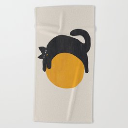 Cat with ball Beach Towel