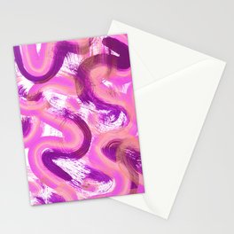 Swirls and Squiggles Abstract Painting - Purple, Magenta and Pink Stationery Card