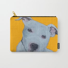 Pit Bull Terrier Puppy Portrait on Gold Carry-All Pouch