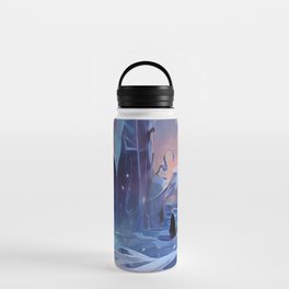 Abstract Blue Ice Frozen Landscape AI Art Water Bottle