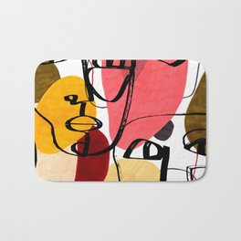 Portraits of a woman in modern abstract style. Hand-drawn raster seamless pattern Bath Mat